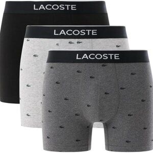 Lacoste 3-Pack Cotton Boxer Briefs Black / Grey Chine Size S